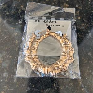 Smaller Gold Bamboo-Style Hoop Earrings